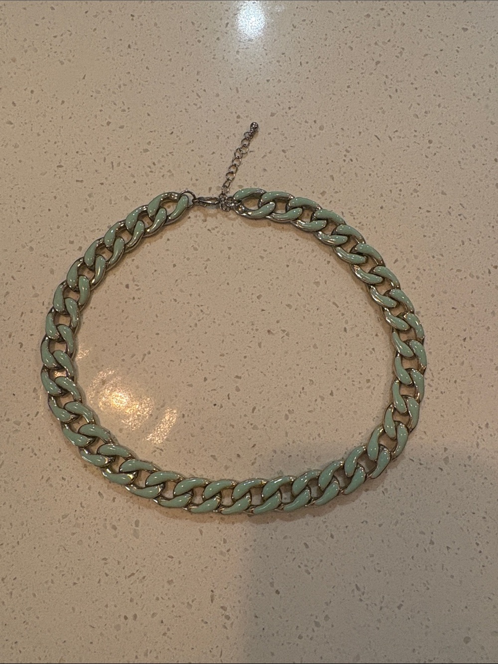 Chunky Mint Link Necklace - Women's Fashion Accessory
